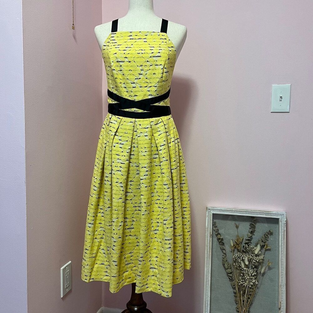 NWT ASOS Lace Stripe Midi Dress with Cross Back Size 8